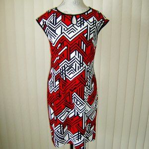 Jessica Rose, red and black contemporary design dress size 10.